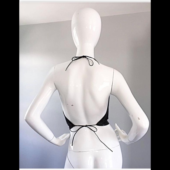 Vintage Chain Mail Metal Mesh Gunmetal Black Halter Top - Picture 3 of 17